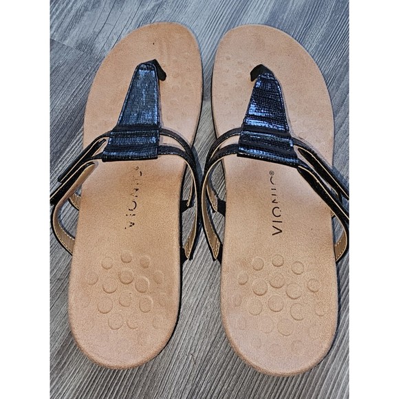 Vionic Elvia US 11 EU 43 Womens Adjustable T-Strap Thong Sandals Black - Picture 7 of 8